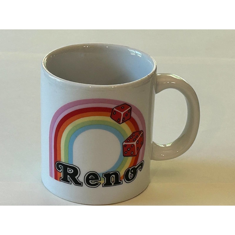 Vintage‎ Reno Rainbow Dice Gambling Coffee Cup Mug